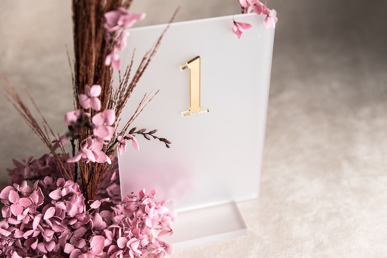 Acrylic card holder table number holder made of frosted glass, stand for sign image 10