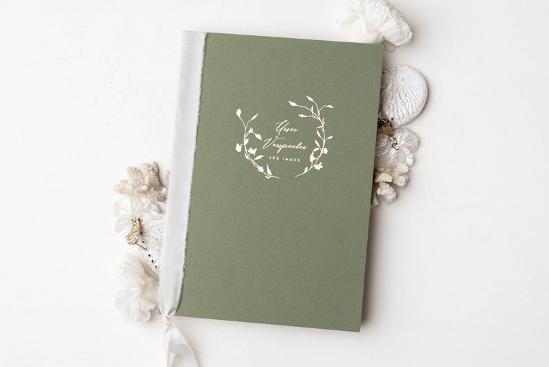 Wedding vows with gold embossing wedding vow book DIN A5 wedding Midgreen