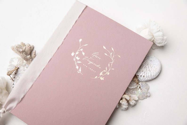 Wedding vows with gold embossing wedding vow book DIN A5 wedding in Dusty Rose image 2