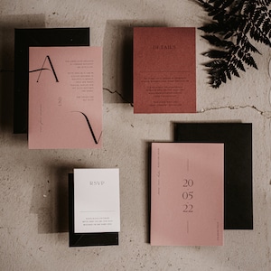 Hochzeitseinladung, Einladungskarten Hochzeit, handgeschöpftes Papier, Büttenpapier, personalisiert, Einladung Hochzeit – Flourish
