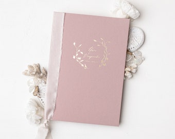 Eheversprechen mit Goldprägung - Ehegelübde Buch DIN A5 Hochzeit in Dusty Rose