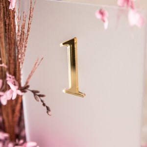 Acrylic card holder table number holder made of frosted glass, stand for sign image 9