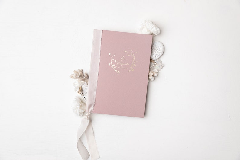Wedding vows with gold embossing wedding vow book DIN A5 wedding in Dusty Rose image 3