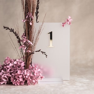 Acrylic card holder table number holder made of frosted glass, stand for sign image 6
