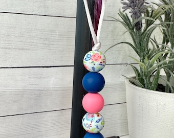 Floral Blue and Pink Freshie Hanger