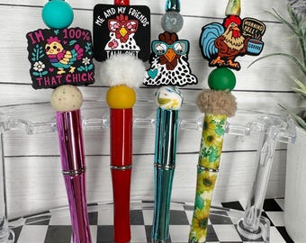Chicken Friends Beaded Pens