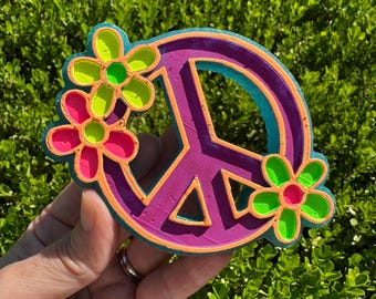 Purple Floral Peace Sign