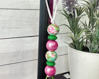 Pink and Green Floral Freshie Hanger