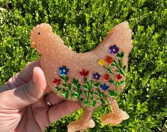 Brown Floral Chicken
