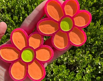 Neon Pink Retro Daisy Vent Clips