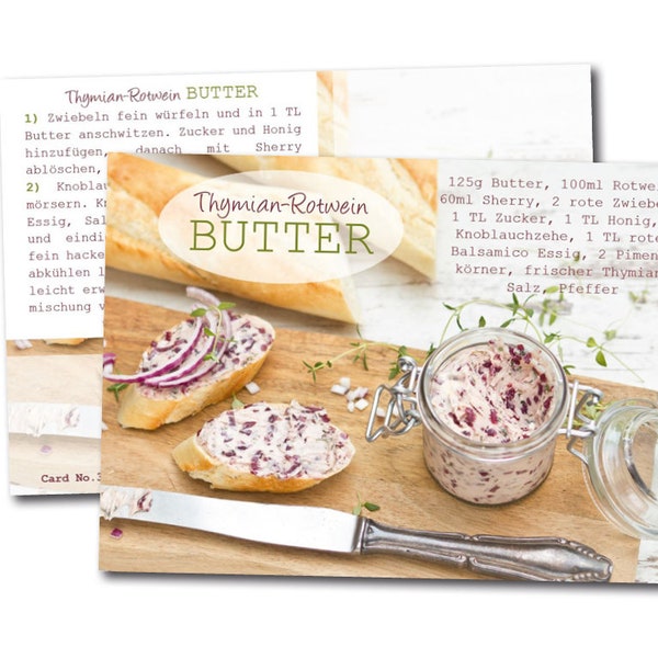 Rezept Postkarte - Thymian Rotwein Butter
