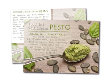 Rezept Postkarte - Zucchini Kürbiskern Pesto