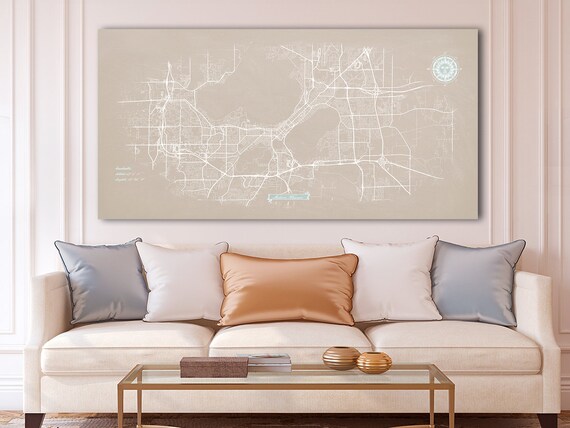 Canvas Print Madison Wisconsin Ivory Map Large Stretched Canvas Horizontal Wall Art Oversized Madison Art Ready To Hang Light Pastel