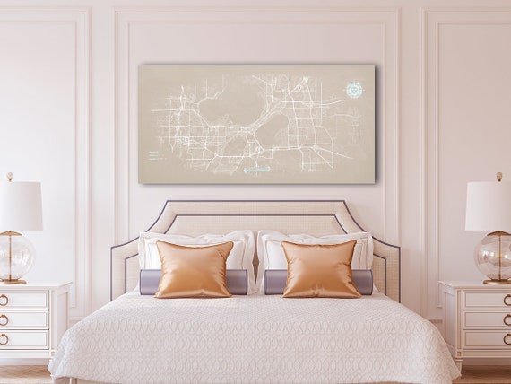 Canvas Print Madison Wisconsin Ivory Map Large Stretched Canvas Horizontal Wall Art Oversized Madison Art Ready To Hang Light Pastel