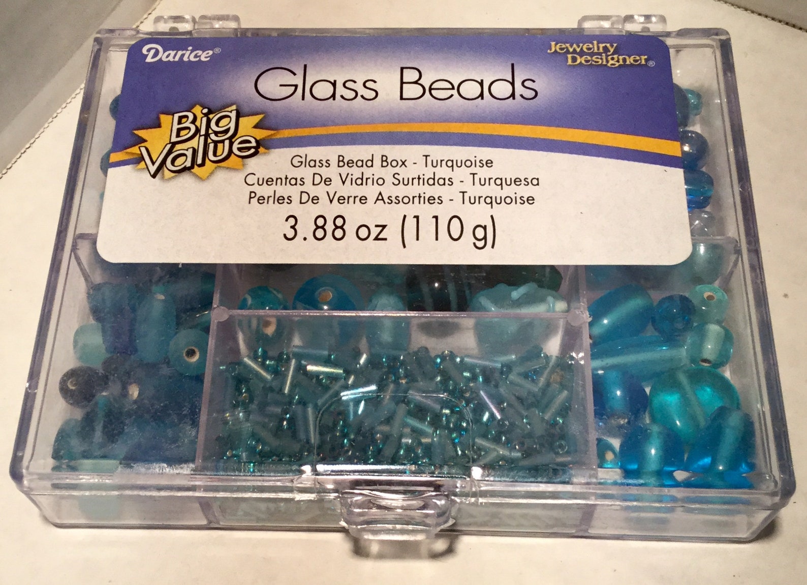 Glass Bead Box Set Choose From Purple Blue or Green Etsy