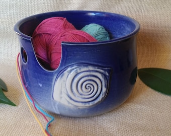 Garnschale / Wollschale blaugrau Ø ca. 15 cm, Keramik, Handarbeit