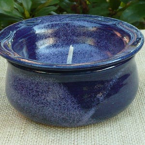 Candle eater/wax eater/melting light made of ceramic, dark blue, handmade