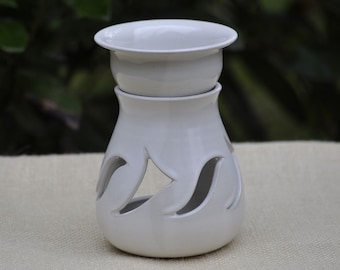 Aroma-Duftlampe Keramik cremeweiß