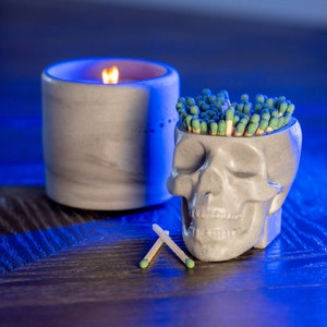 Concrete Skull Match Striker | Match Striker | Matchstick Holder | Match Holder | Skull Holder | Handmade Concrete | Concrete  Decor