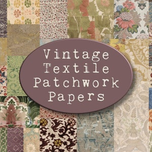 Vintage Textile Patchwork Papers, Printable Journal Papers, Textile Scrapbook Paper