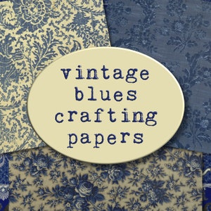 Vintage Blues Printable Journal Pages, Blue Scrapbook Paper