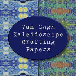 Van Gogh Kaleidoscope Digital Paper, Van Gogh Scrapbook Paper