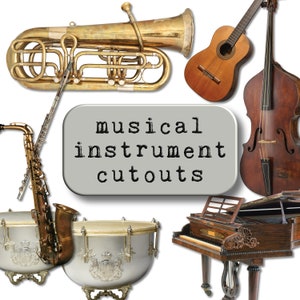 Vintage Musical Instruments Fussy Cuts, Musical Cutouts
