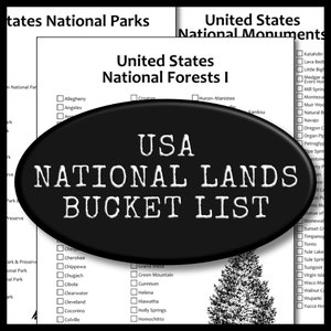 USA National Parks List, US Parks Services Bucket List, National Parks Travel List