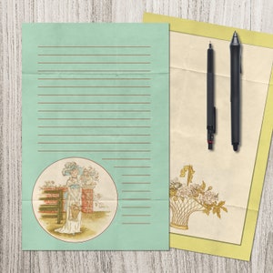 Kate Greenaway Printable Stationery, Vintage Illustration Journal Pages