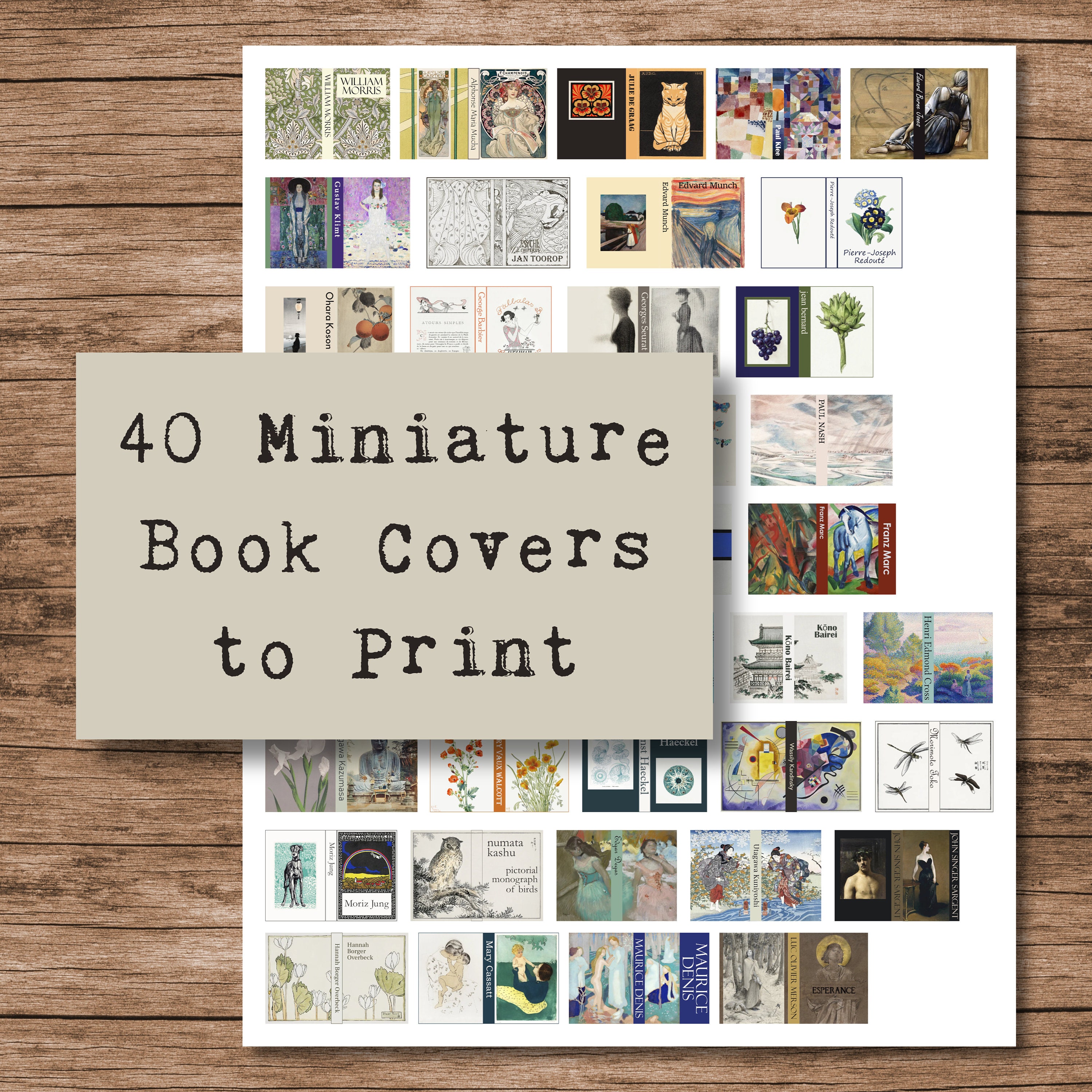 Set of Vintage Miniature Book Covers, Different Sizes, for