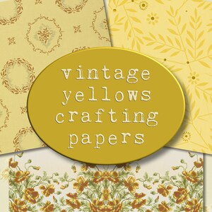 Vintage Yellows Background Journal Pages, Yellow Crafting Papers