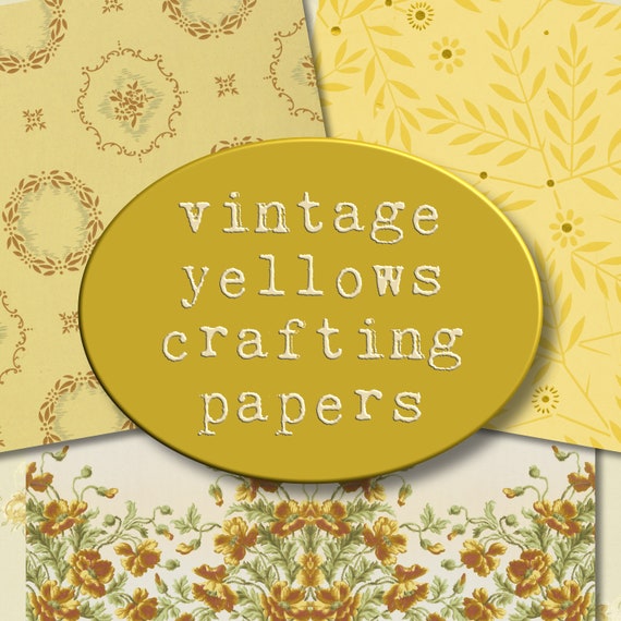 Vintage Yellows Background Journal Pages, Yellow Crafting Papers