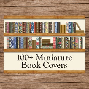 Miniature Book Covers, Ornate Dollhouse Books, Miniatures to Print, Diorama Books, Miniature Library