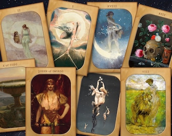 FINE ART TAROT Cards Printable Divination Deck, Original Tarot, Printable Tarot, Small Tarot Cards