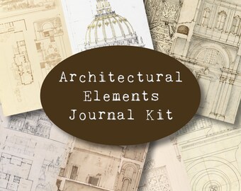 Architectural Elements Journal Page Printables, Junk Journal Kit Digital, Vintage Architecture Prints