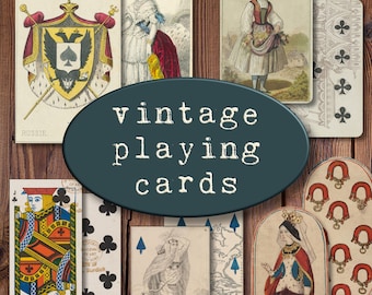 Vintage Playing Cards Printable Download, Vintage Card Decks, Printable Playing Cards