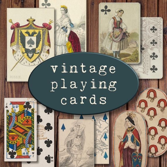Vintage Playing Cards Printable Download, Vintage Card Decks, Printable Playing Cards