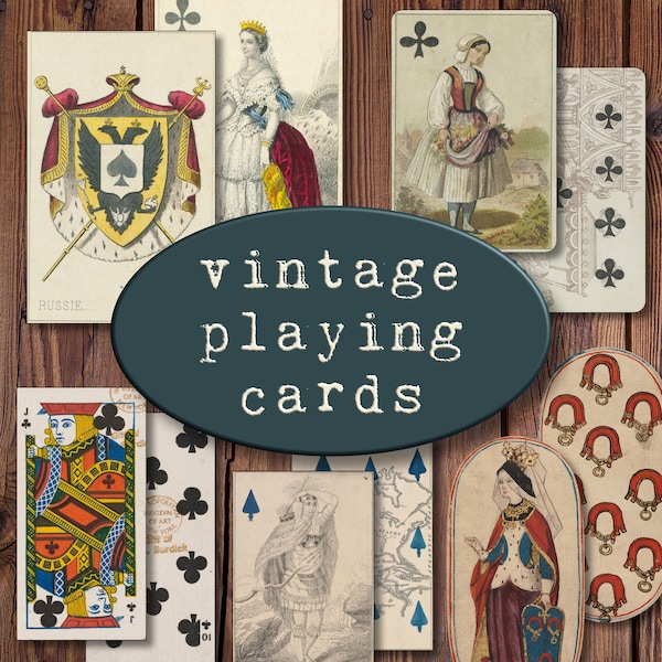 Six Decks Vintage Playing Cards Printable Download