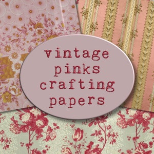 Vintage Pinks Craft Papers, Printable Journal Paper, Pink Scrapbook Paper
