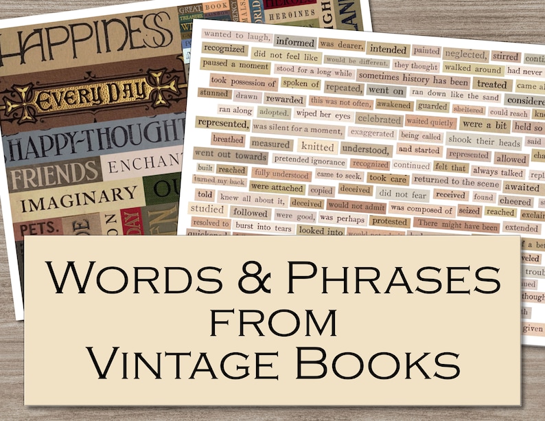 Vintage Words & Phrases Printable Digital Download Etsy