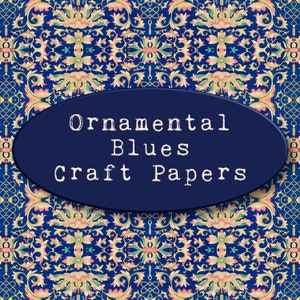 Ornamental Blues Decorative Paper Prints