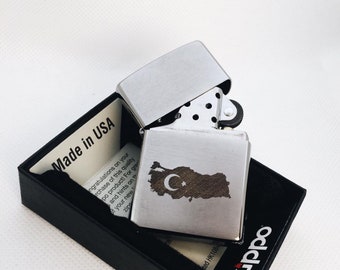 Zippo mit Gravur der Umrisse der Türkei