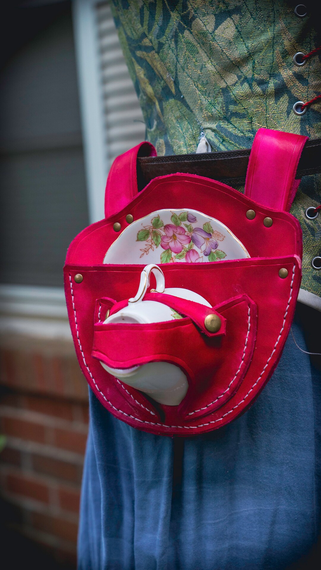 Pink and Bronze Teacup Holster With Pink and Purple Floral Etsy