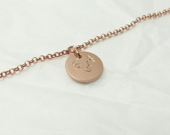 Andressa - rose Armband rundes Plättchen 925 Sterling Silber handgeprägt