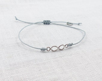 Andressa - Infinity Stoffarmband 925 Sterling Silber - dezent und edel!