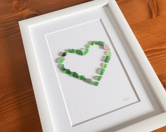 Andressâ - sea glass picture heart - with real sea glass from the Baltic Sea