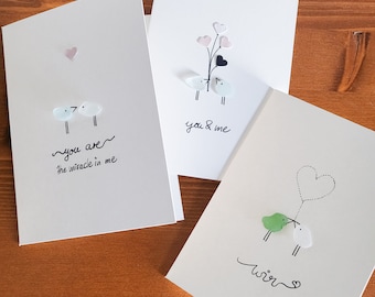 Andressâ - Handmade Valentine's Day cards with real sea glass - Give the gift of the magic of the sea