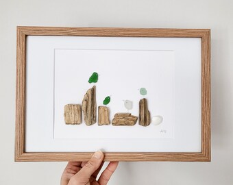 Andressâ - sea glass picture Beachlife BIG 2.0 - with driftwood, shells and real sea glass from the Baltic Sea