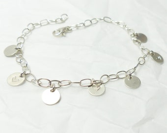 Andressa - Münzarmband / Bettelarmband - 925 Sterling Silber 7 Plättchen