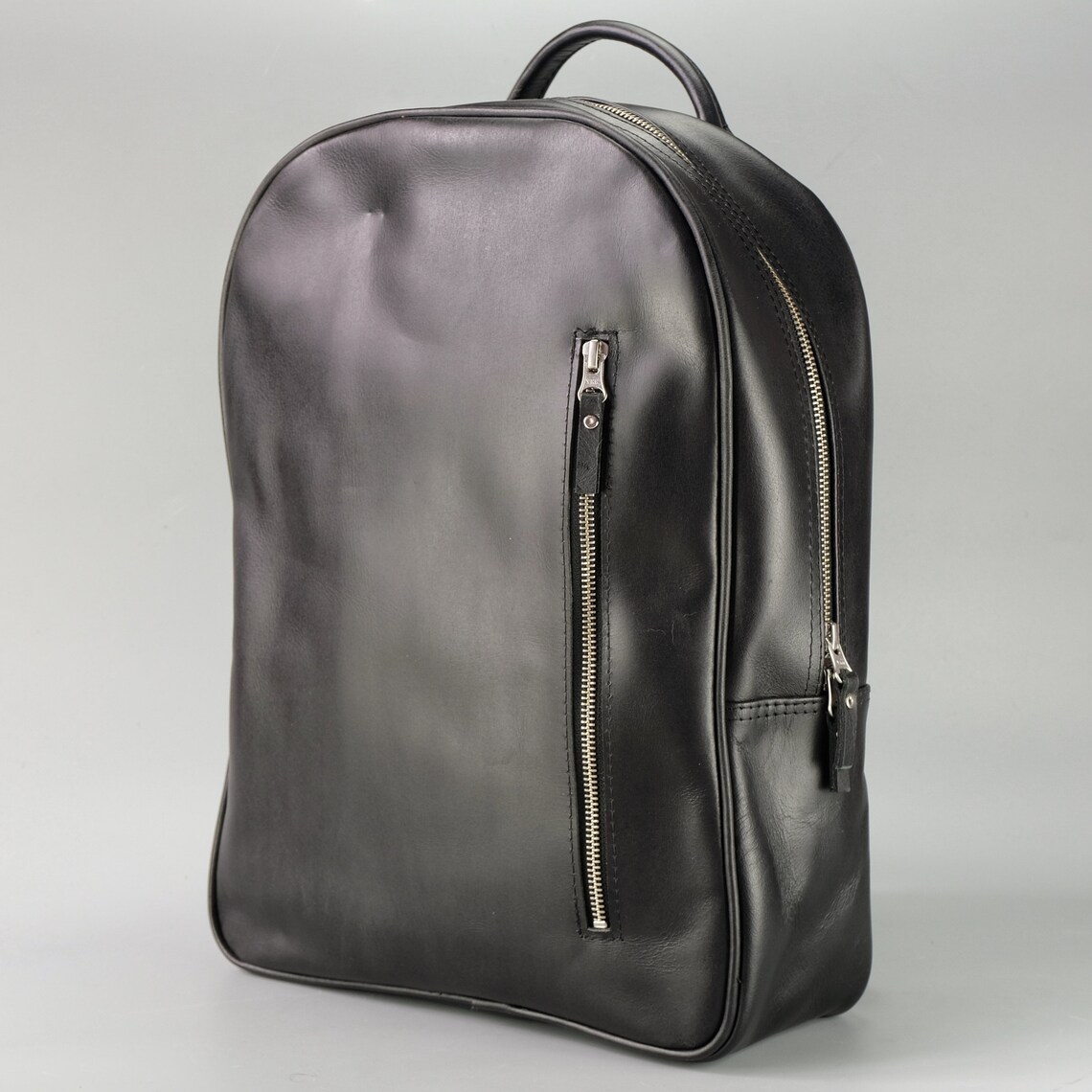 Black Leather Backpack Backpack men laptop Mens Backpack Etsy